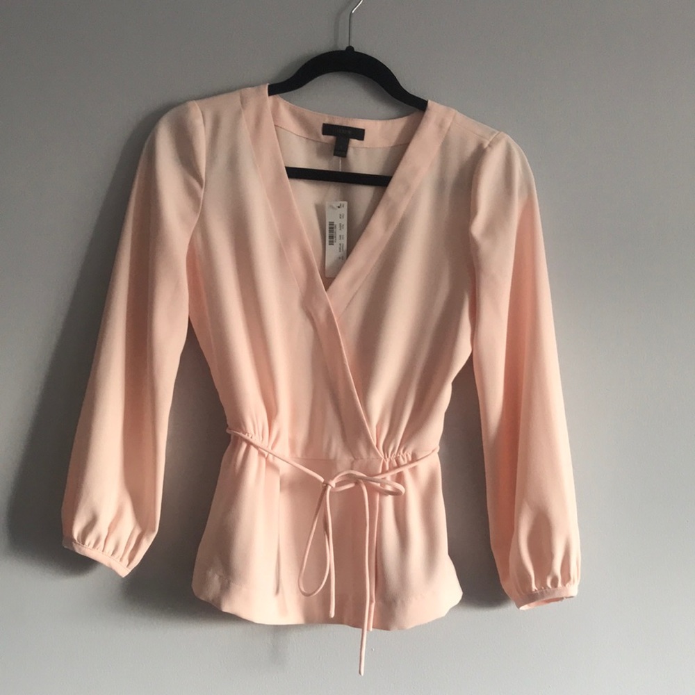 NWOT J. Crew Drapey Crepe Faux-Wrap in Subtle Pink
